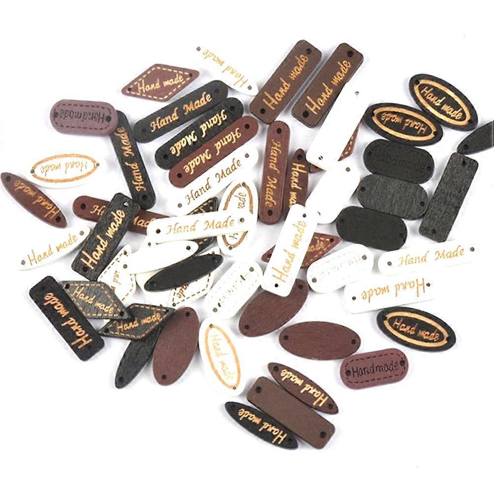 Wood Buttons Wooden Nameplate Buttons Craft Enthusiasts Assorted Color 3 x 0.9 x 0.3cm Decorative Craft Buttons 200Set