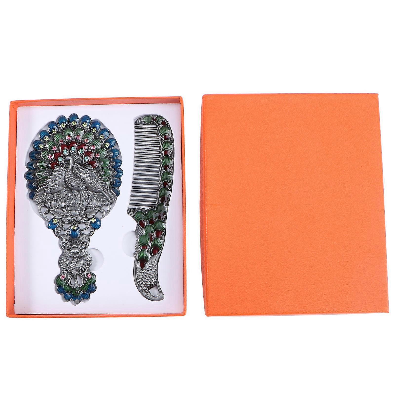Here's a refined and engaging product description for your **2pcs Vintage Handheld Makeup Mirror & Hairdressing Comb Set**:

 

### ✨ Vintage