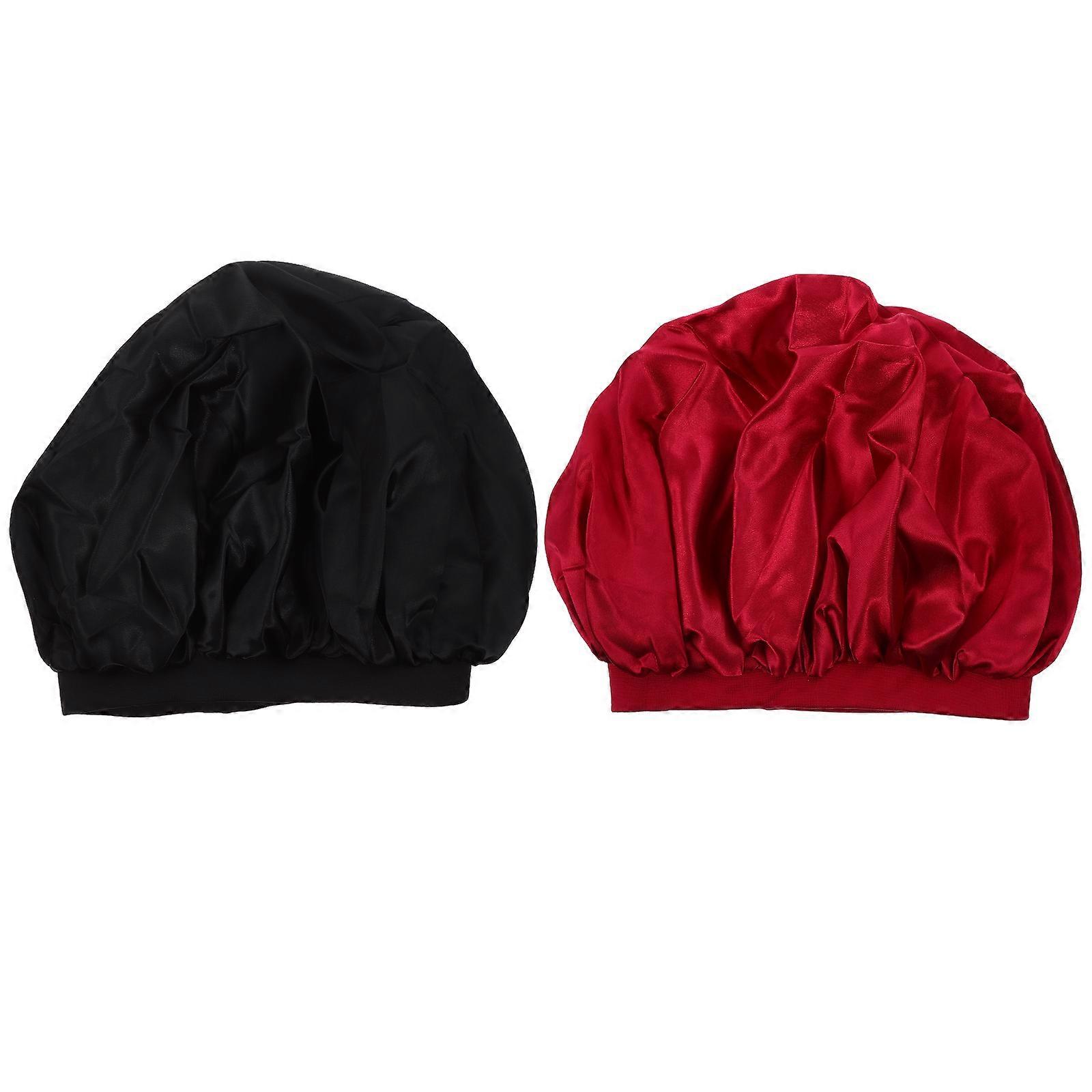 2pcs Comfortable Satin Beanie Hats for Women – Practical Chemo Headwear with Elastic Design for Sleeping and Household Use