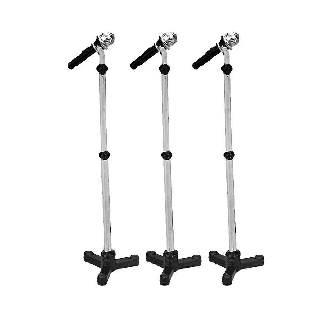 Tiny Toy Microphone Mini House Ornament Miniatures Black Dorm School Decor 3Pack