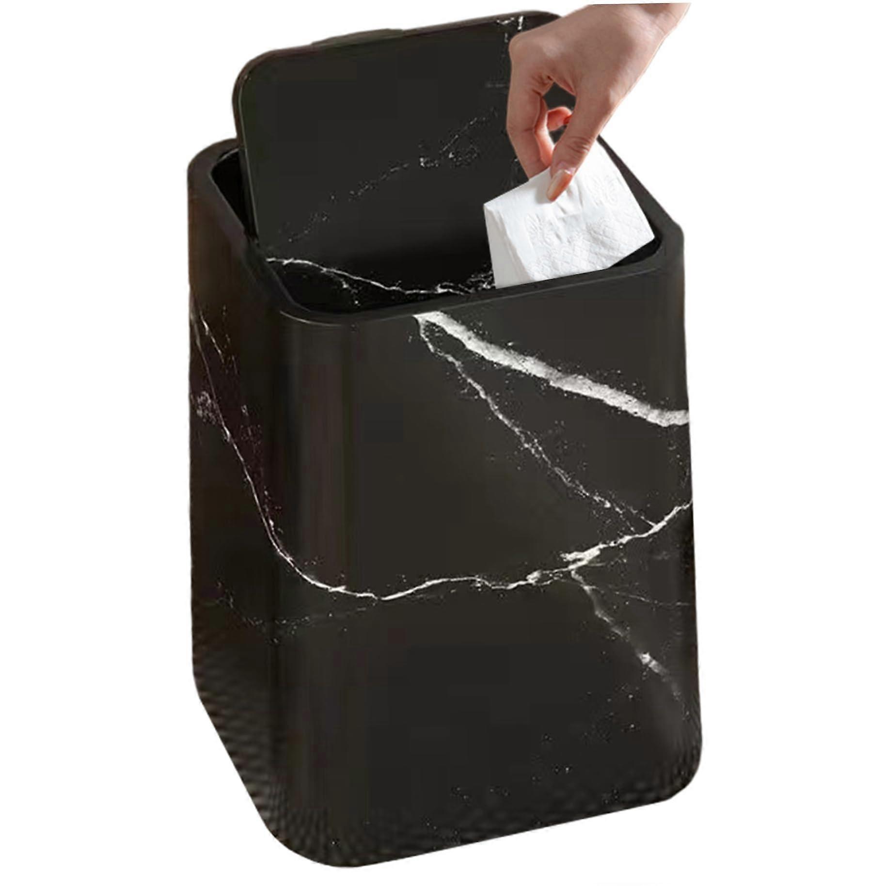 Double Layer Flip Top Marble Bathroom Trash Bin