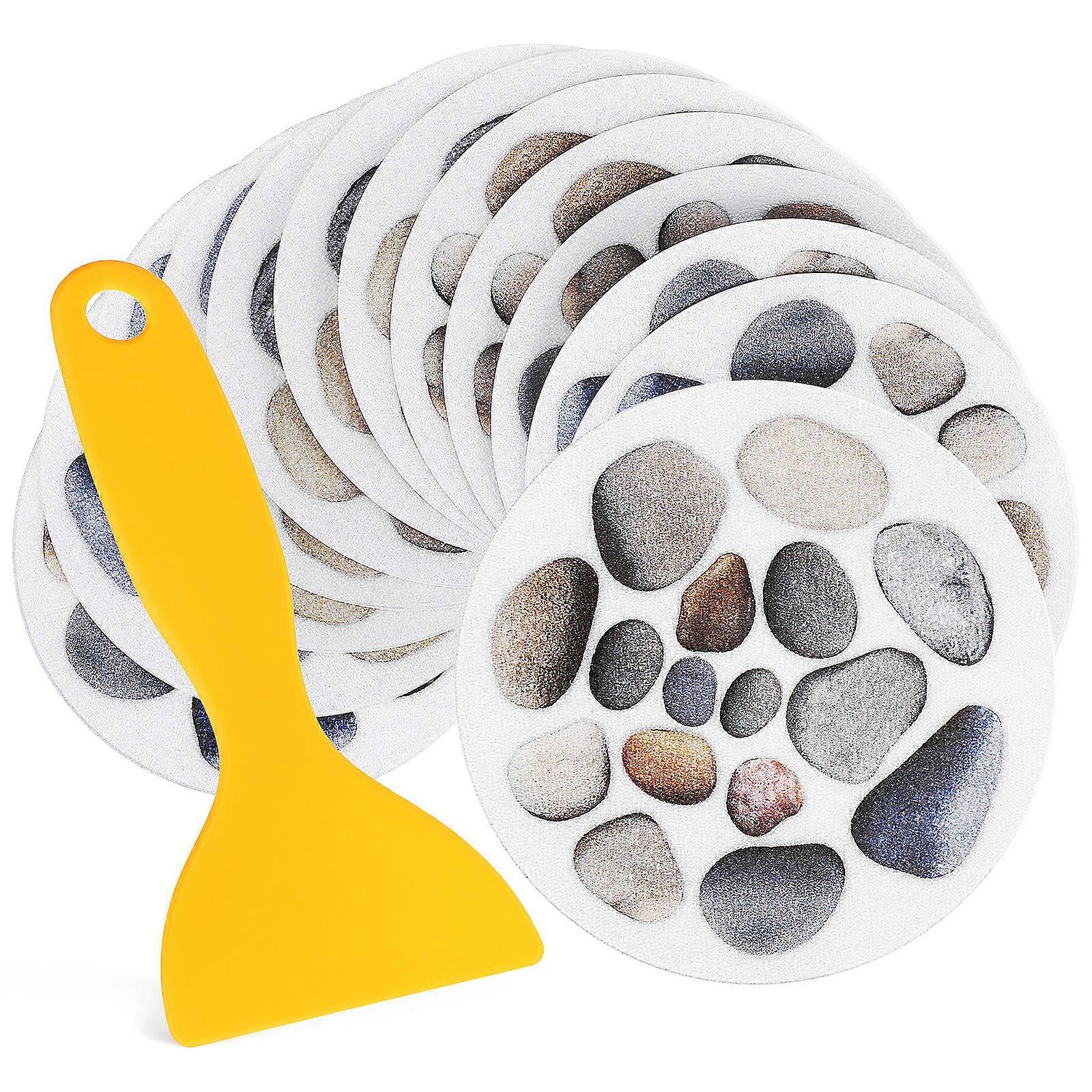Non-slip Bathtub Stickers Stone Shape for Bathroom Use Assorted Color 15.00X15.00X0.20CM PEVA 12 Sheets