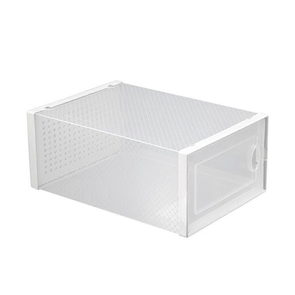 White Stackable Shoe Storage Box with Transparent PP Material for Sneakers and Sandals 4 Seasons Use