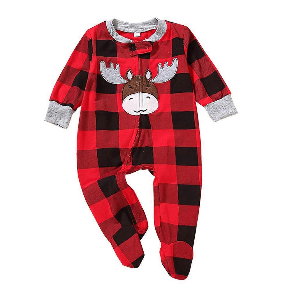 Baby Christmas Suit Long Sleeve Romper Infant Cotton Jumpsuit for Winter Warmth Retention 1Set