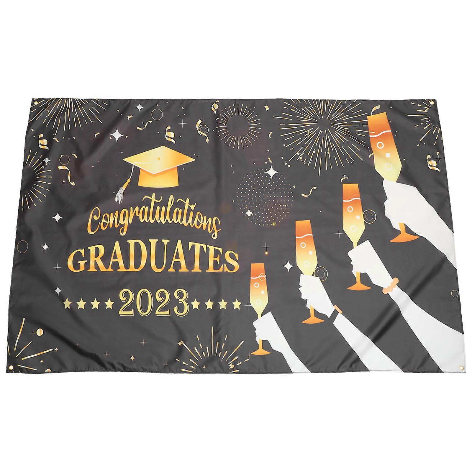 Black Graduation Background Banner Made of Polyester for Decoration Use Lightweight and