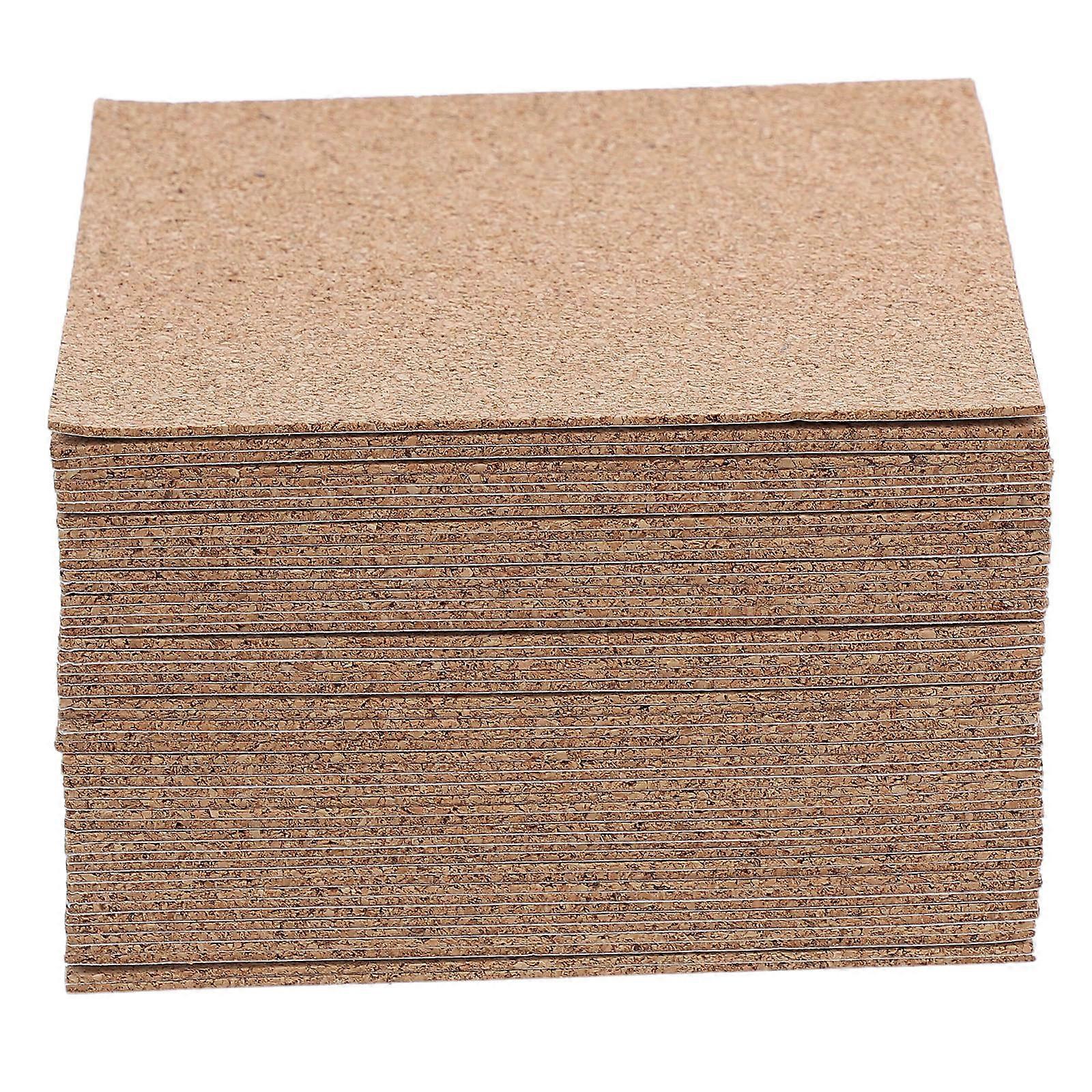 Cork Coasters Self Adhesive Square Cork Sheets For Crafts Home Use 3.93X3.93X0.04in Thermal Insulation 50Pcs