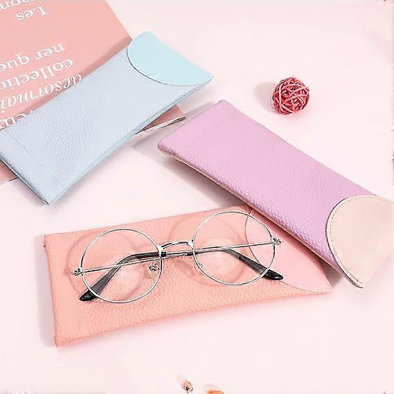3-piece glasses case with glasses cloth, soft PU leather