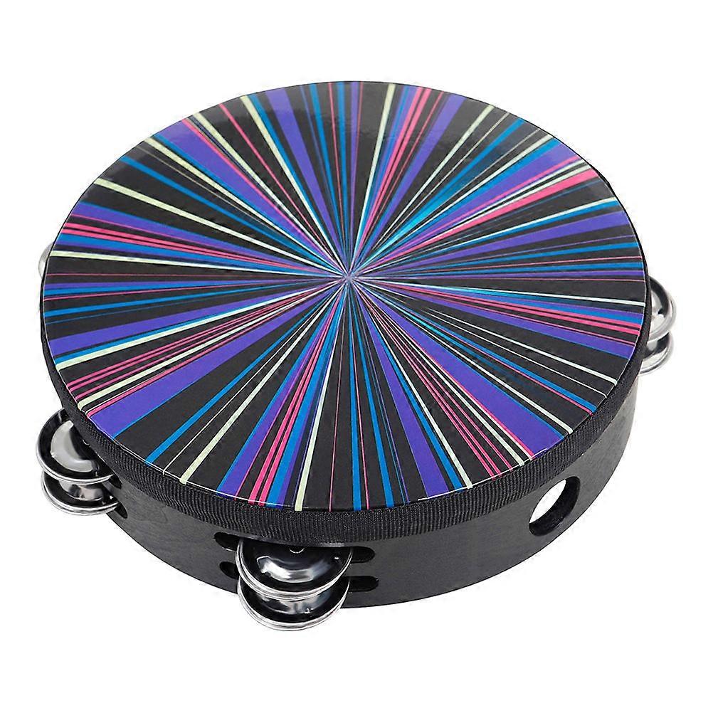 Held Percussion Drum Double Row Tambourine Music Education Children Silver 8 Inches Hand-Eye Coordination 1Set