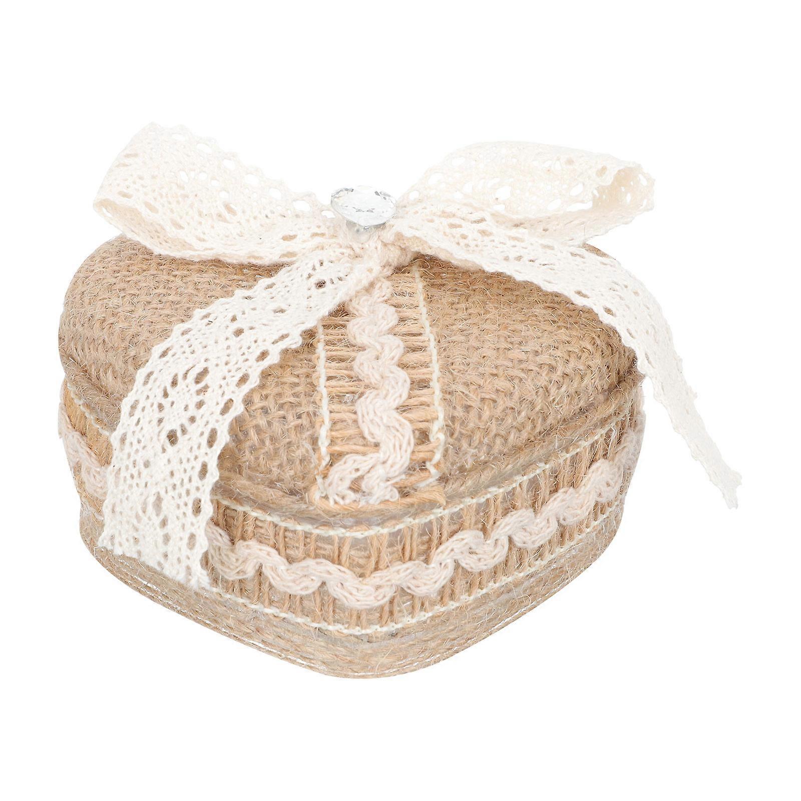 Ring Packing Case Wedding Decor Linen Material 9.50X9.00X4.00cm 1Set