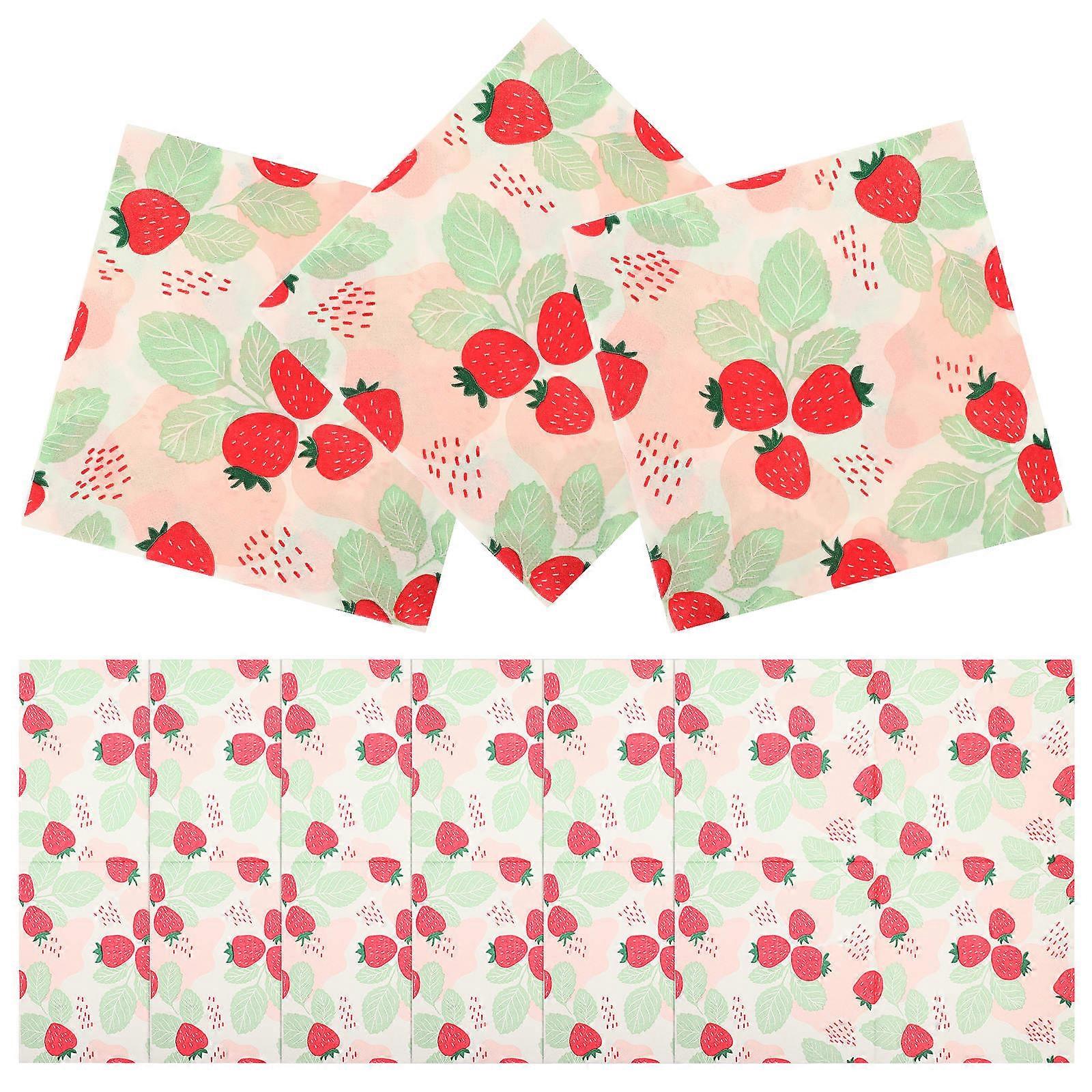 20 Pack Strawberry Print Party Napkins – Soft, Absorbent & Tear Resistant Decorative Paper Dinner Napkins for Birthdays, Holidays & Festive