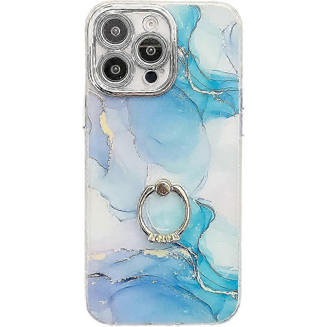 Case with Kickstand for Certain Brand Phone, IMD Marble Pattern, Electroplated Cover
