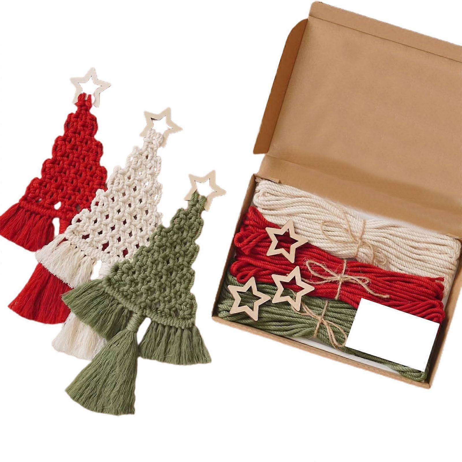 Christmas tree macrame tapestry handmade kits pack bohemian tassels for tree wall home decorations gift style2