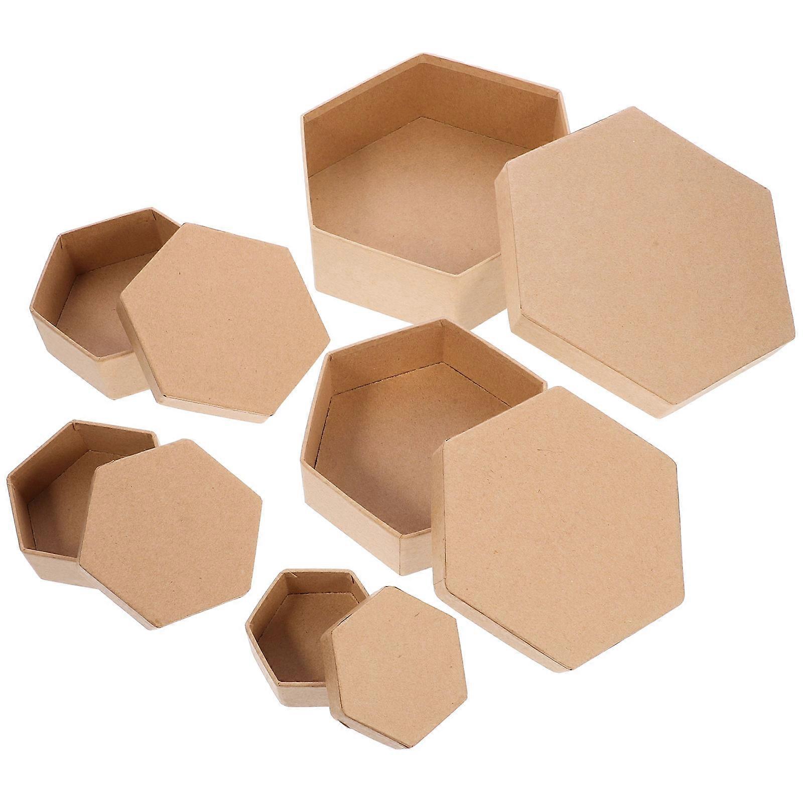Boxes For Presents present Boxes Packaging Wedding Light Brown Hexagonal Diy Painting 5Pcs