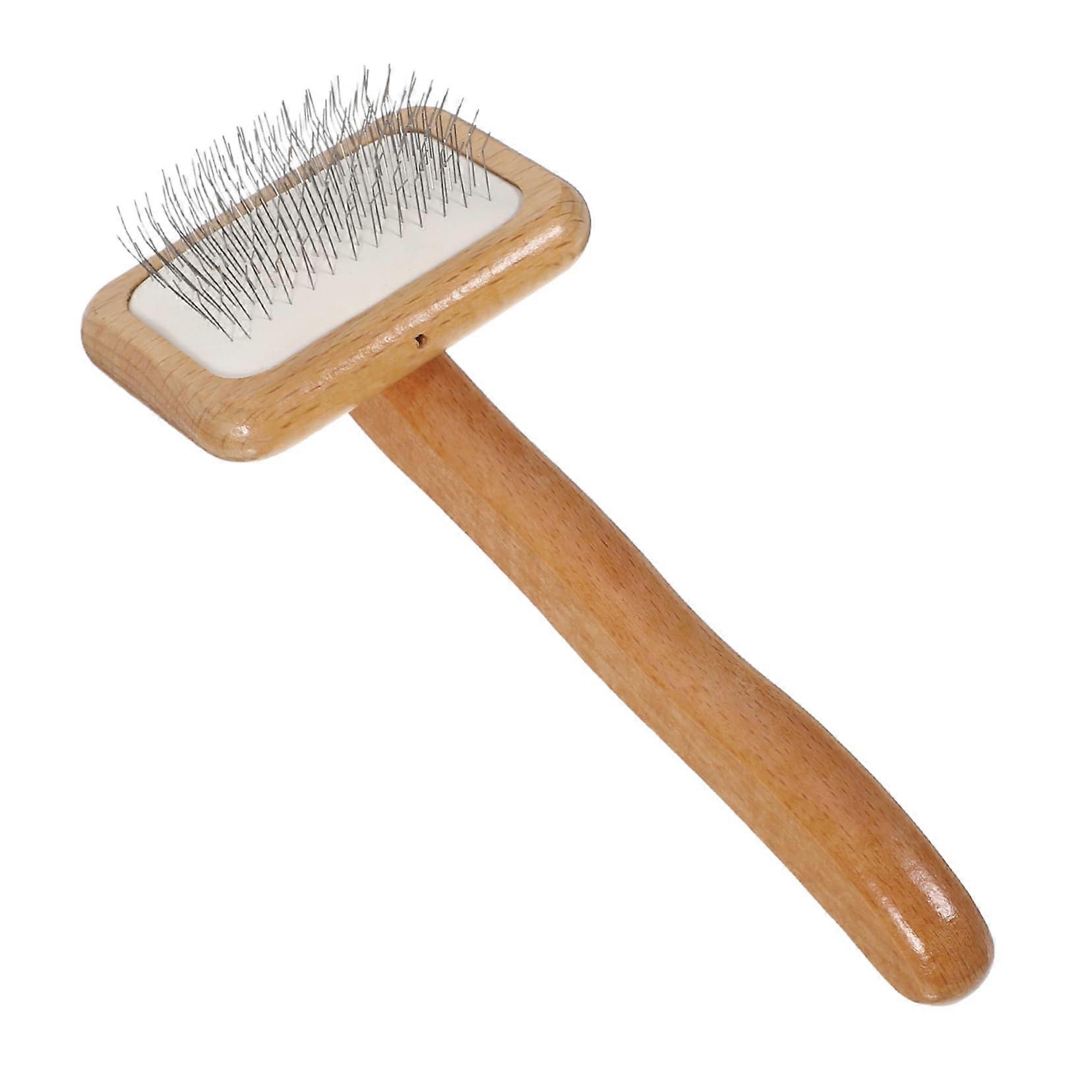 Wooden Dog Comb SelfCleaning Cat Brush Deshedding Comb Fine Tooth Light Brown