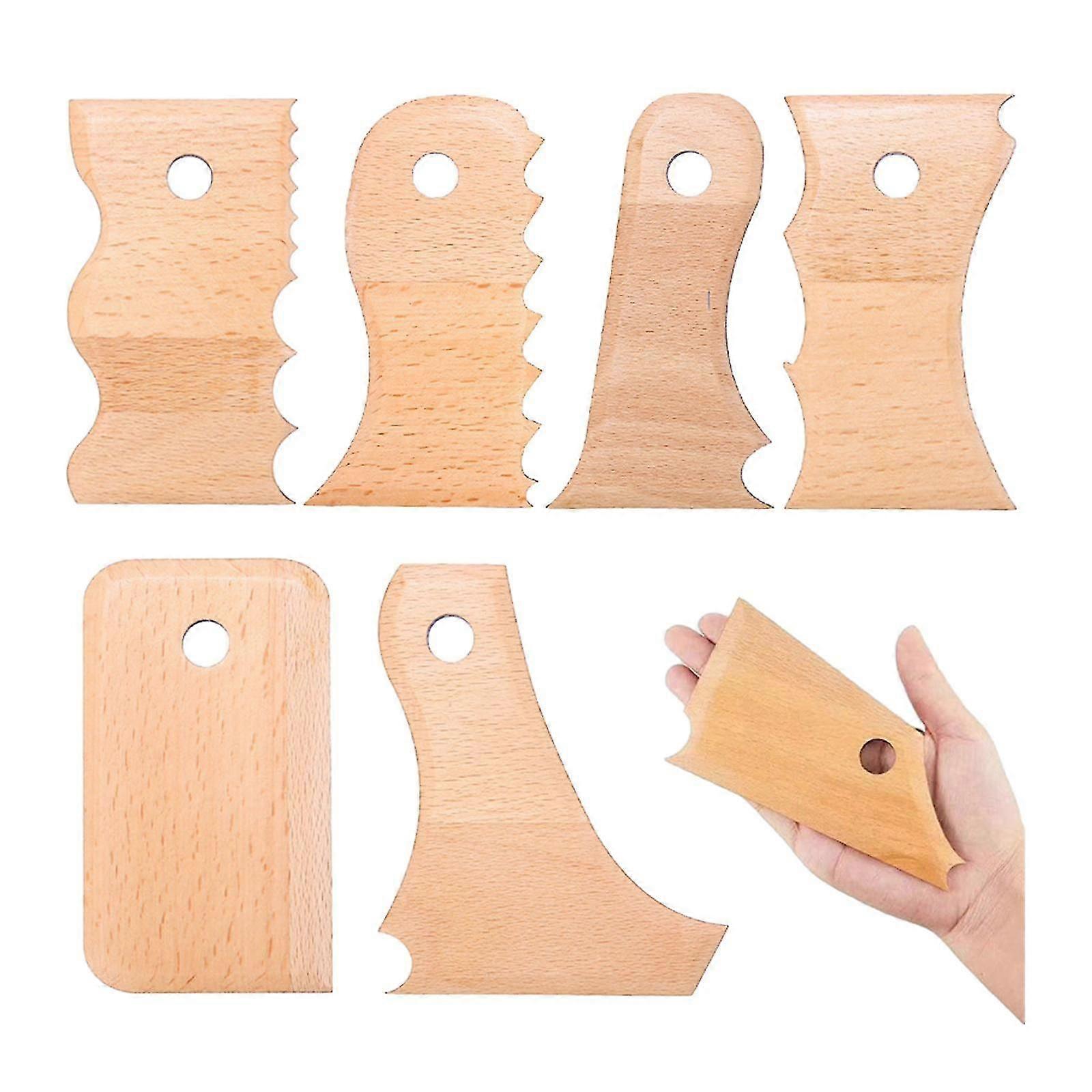7Pcs Pottery Tool, Pottery Trimming Tool, Wooden Scraping Clay Shaper ,Tool Clay Sculpting Tool, for DIY Shaping
