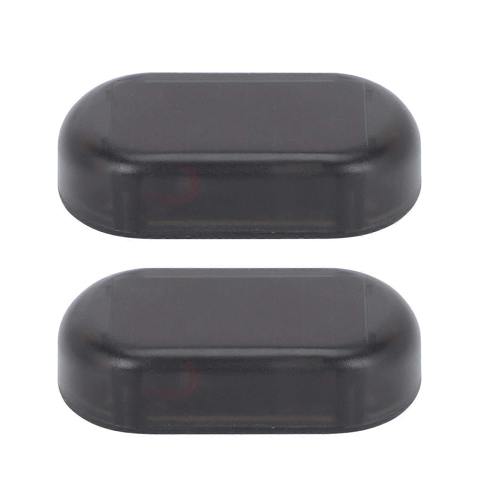 Antitheft Solar Light Warning Light with Flashing Function for Security Black Plastic 2Pcs