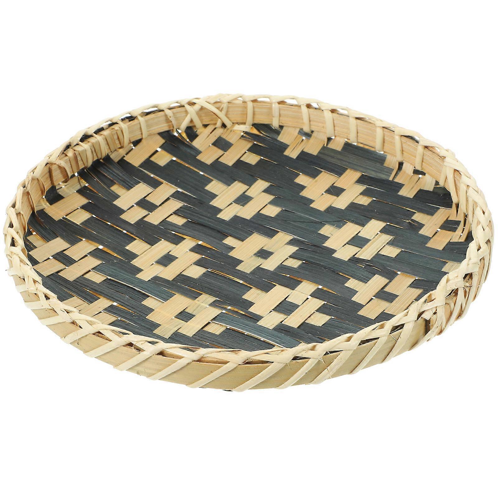 Serving Tray Bamboo Woven Tray Multi Colored 7.9x7.9x1.2in Storage Holder 1Set