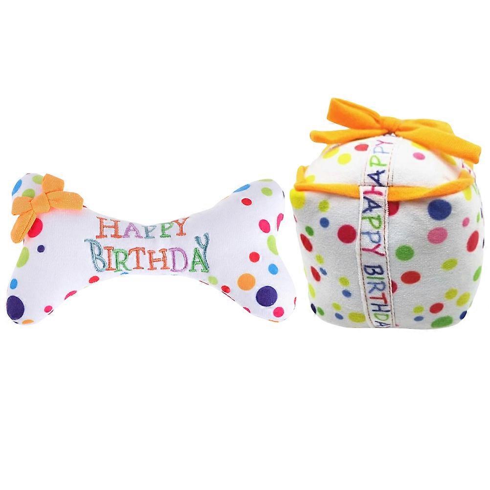 Squeaky Dog Toy 2Pcs Assorted Color Plush for Pets Teeth Cleaning