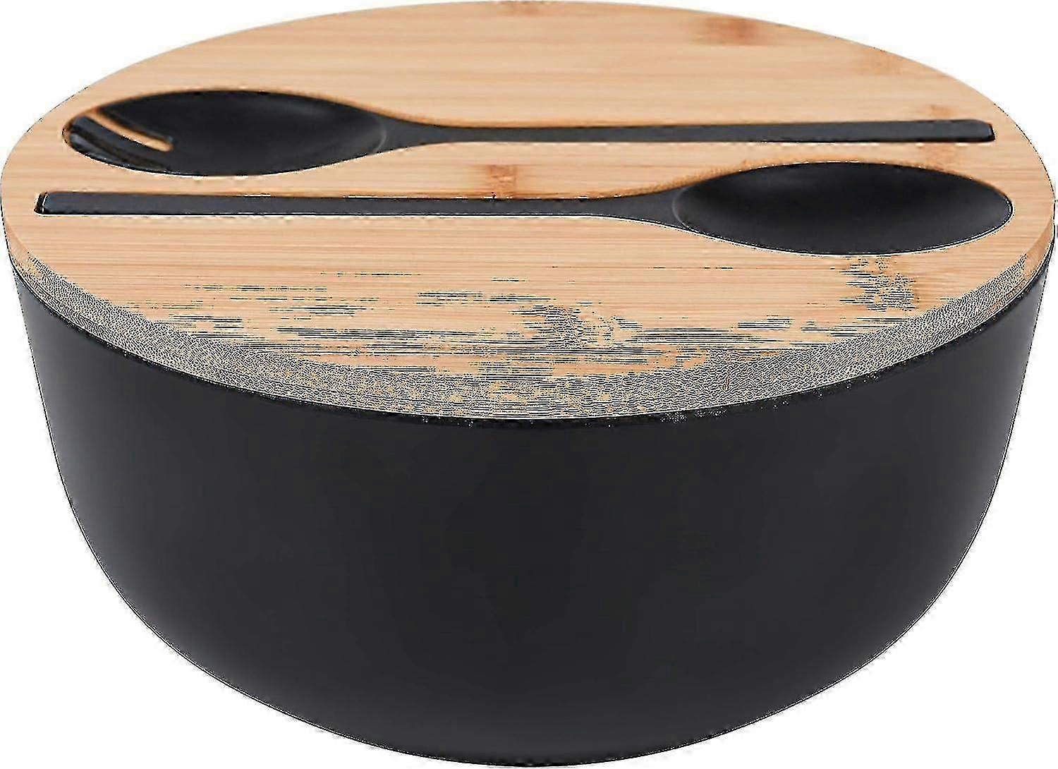 Bamboo Fiber Salad Bowl Set with Lid & Spoon - 9.8" Mixing Bowl for Fruits & Salads