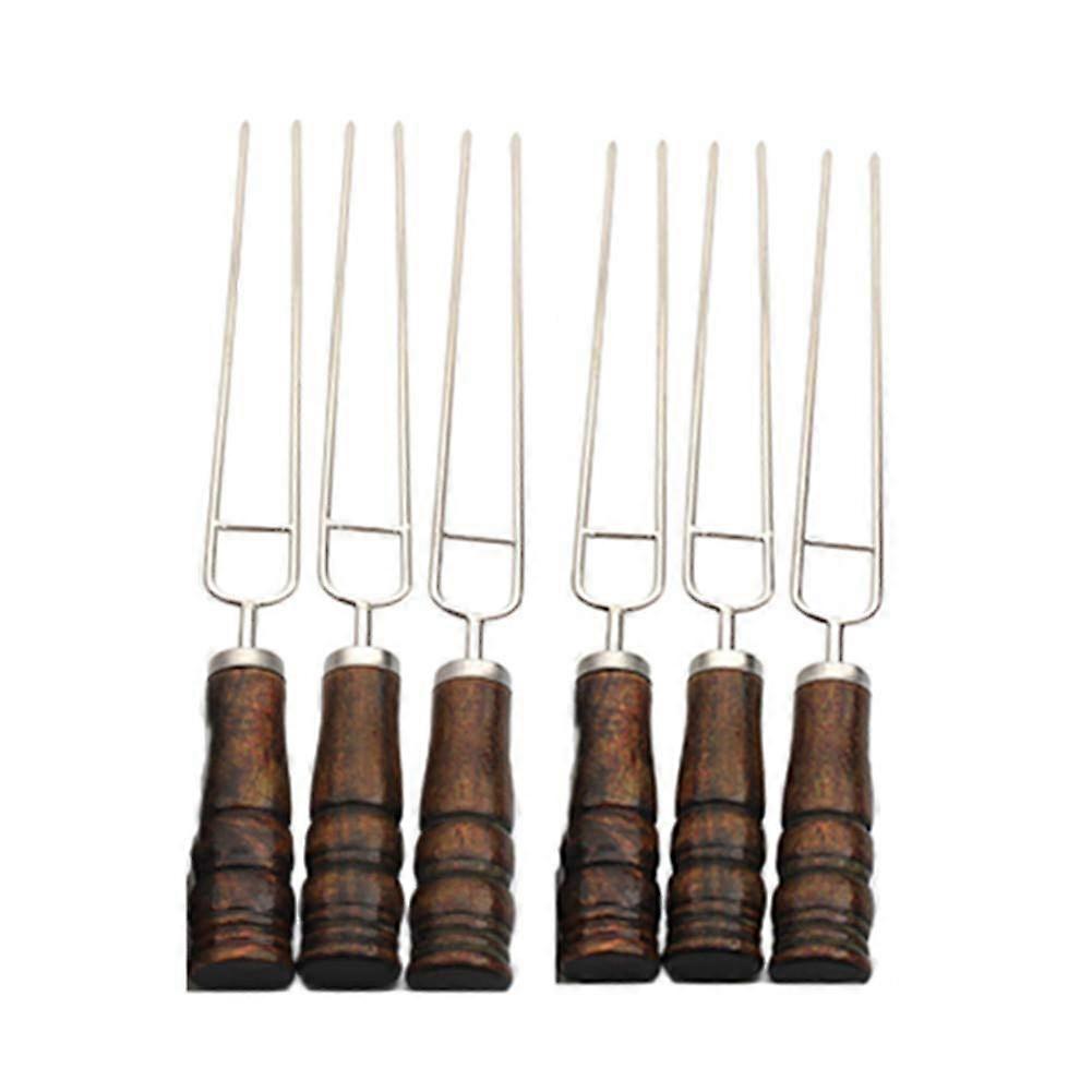 Fingerfood Skewers Barbecue Fork Reusable Toasting Fork Flat Skewers for Kebabs Kebab Sticks Toasting Fork for BBQ Outdoor BBQ Toasting Fork 6pcs