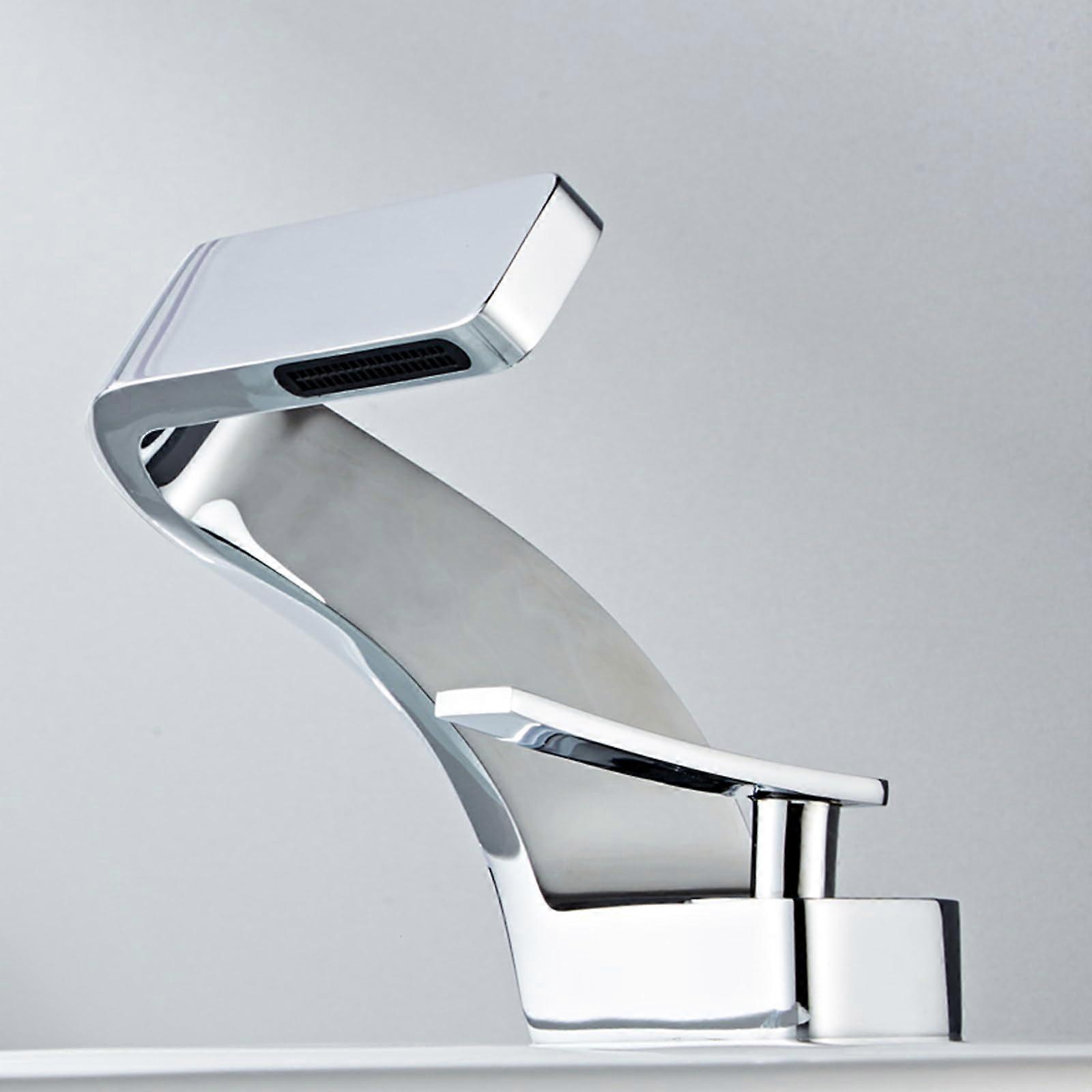 Modern Waterfall Bathroom Sink Faucet, Chrome Plated Brass One Handle Mixer, Adjustable Flow Rate, Sleek Design
