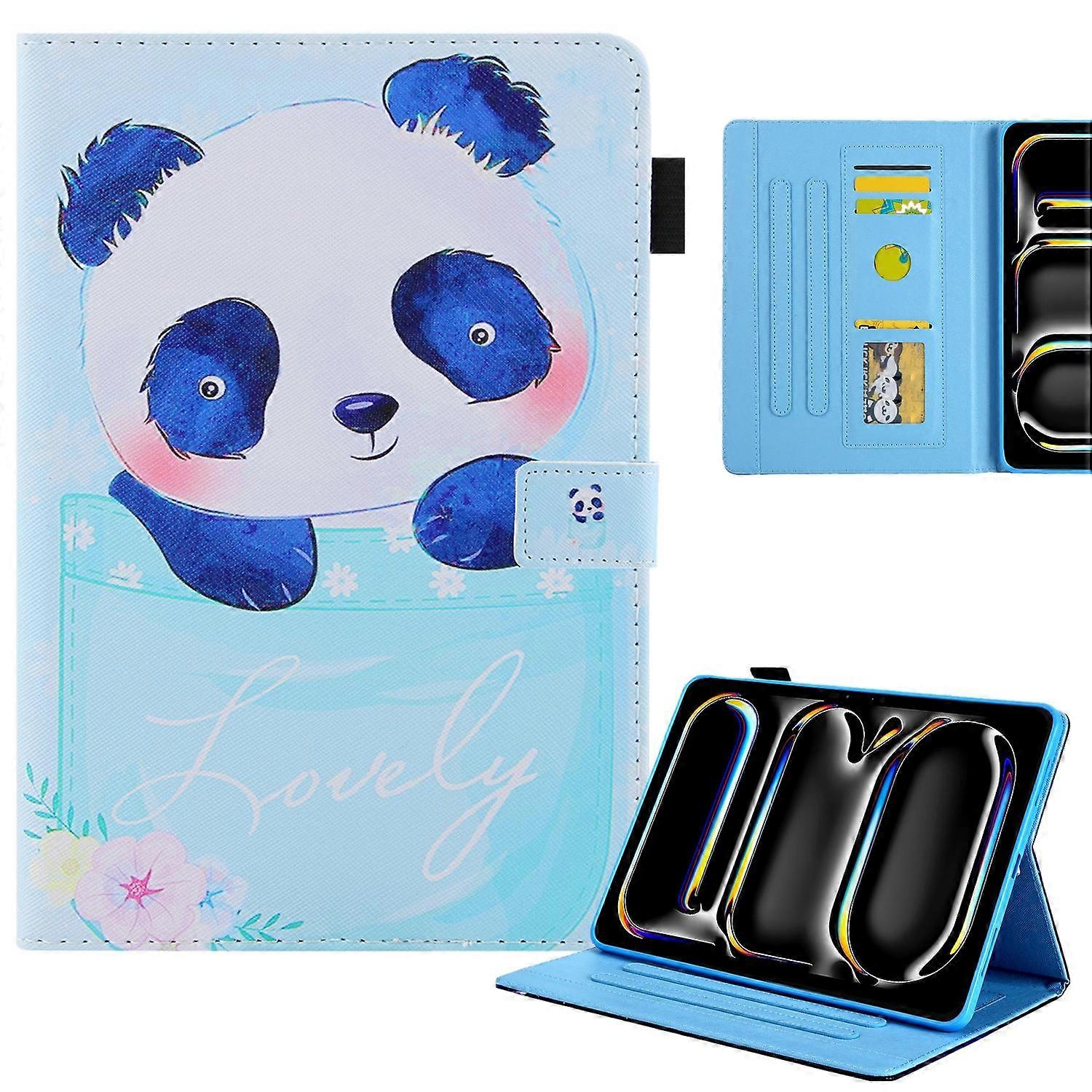 For iPad Pro 11 (2024) Case PU Leather Pattern Design Smart Tablet Cover - Cup Panda