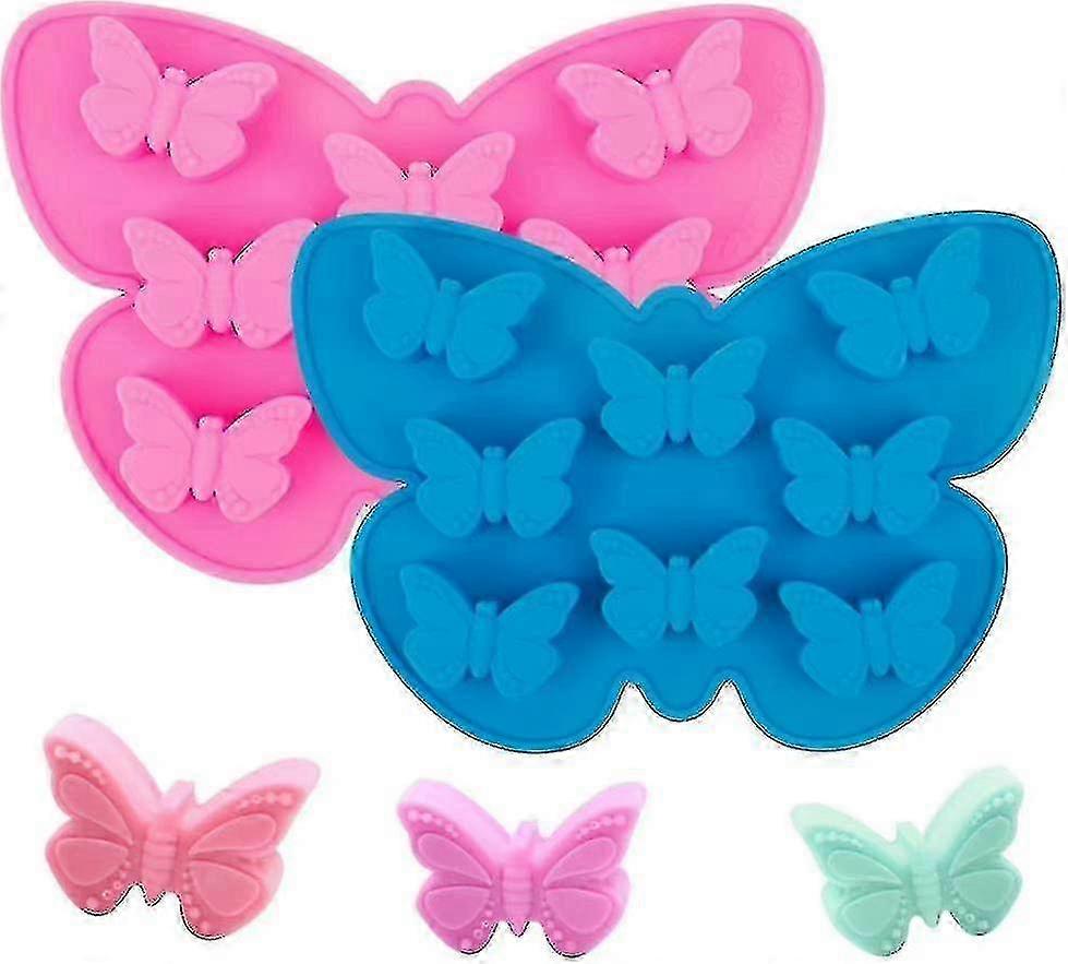 Silicone Butterfly Shape Ice Cube Tray and Baking Molds, Non-stick for Chocolate and Candy, 2 Pcs
