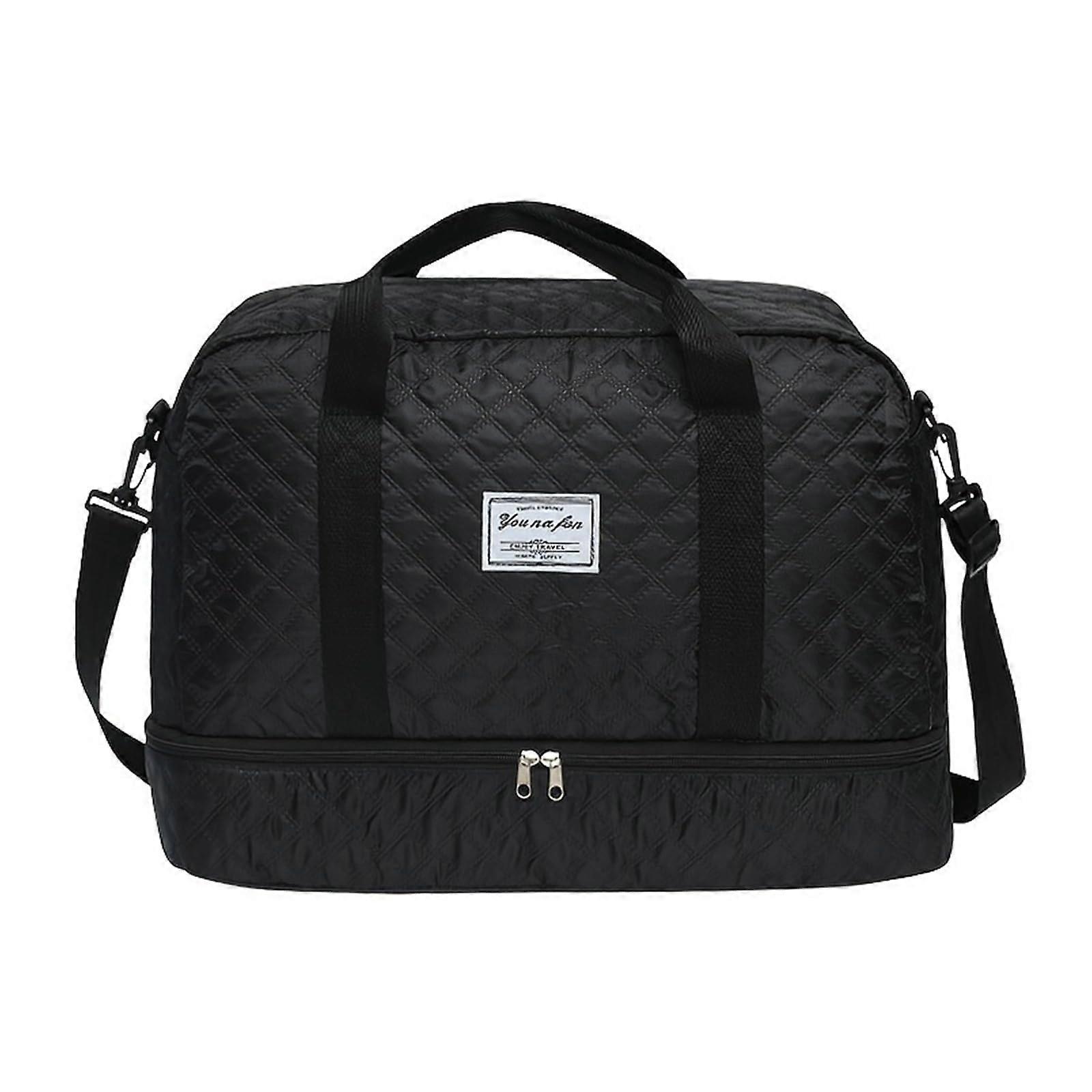 Gym Bag With Wet Dry Compartment And Adjustable Shoulder Strap Casual Multipurpose Handbag Black Travel