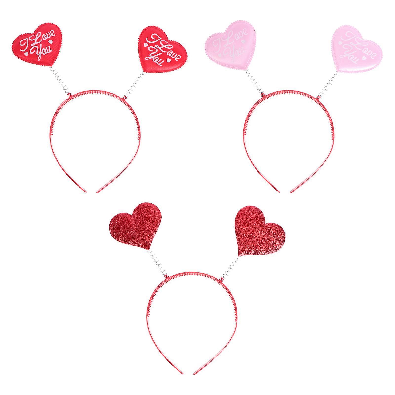 ヘアアクセサリーバレンタインデーカチューシャピンクガールズヘッドドレスハート型3個入り