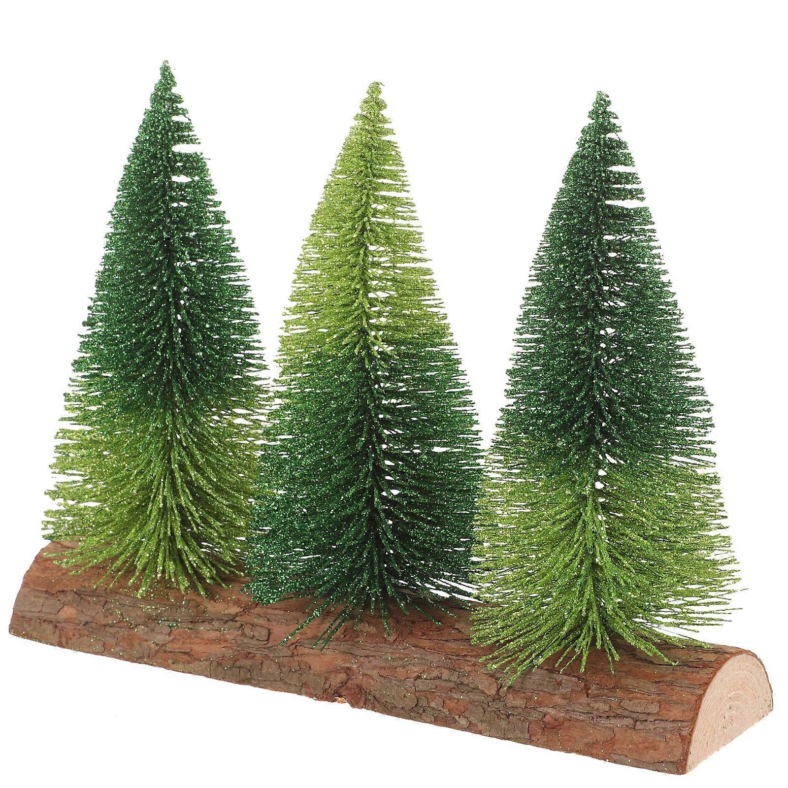 Tabletop Xmas Tree Tiny Xmas Tree With Wood Material For Office Holiday Decor 1Set