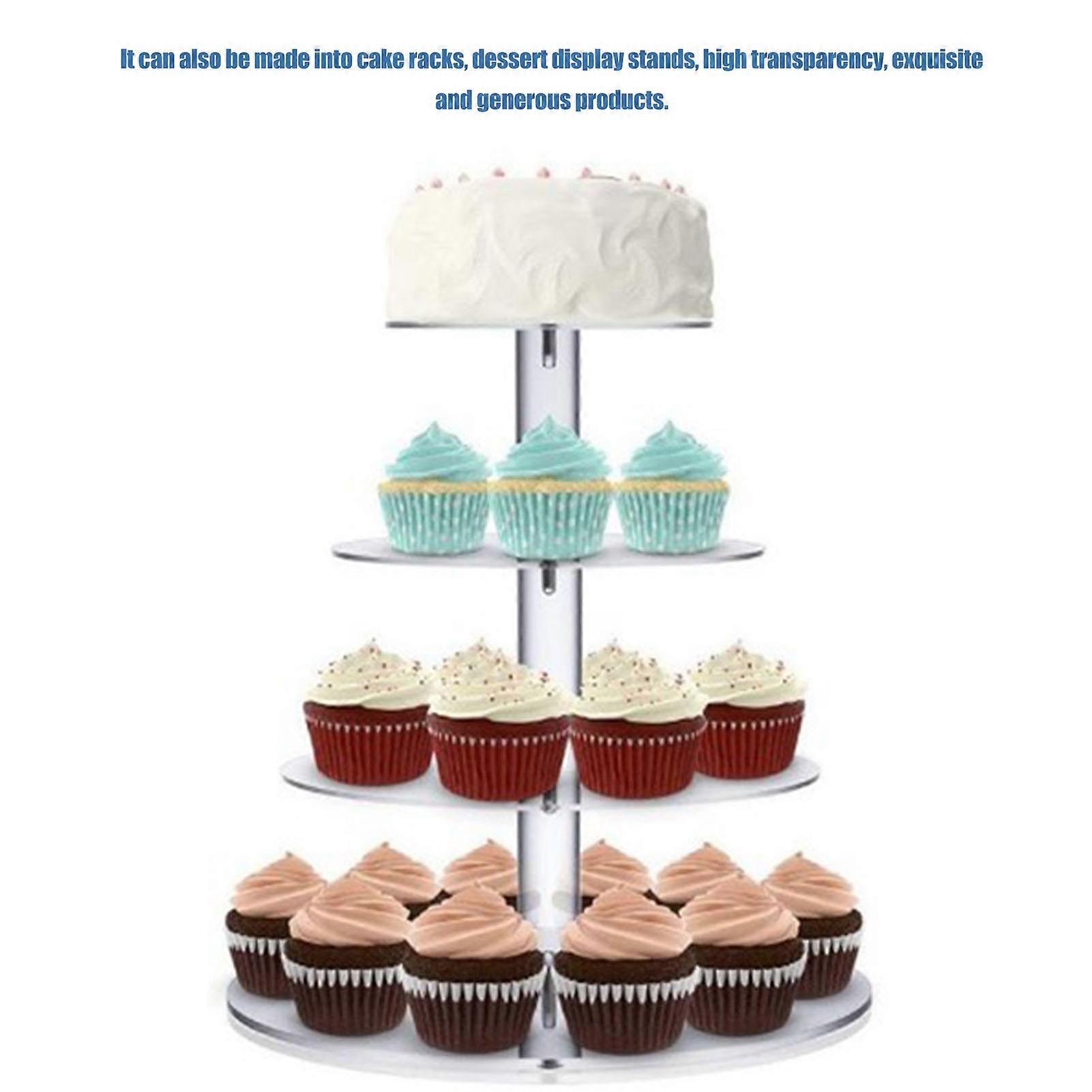Cupcake Stand Multi Round Tiers Transparent akryl High Stability Cupcake Tower för visning Serveringsfest 4 Tier 