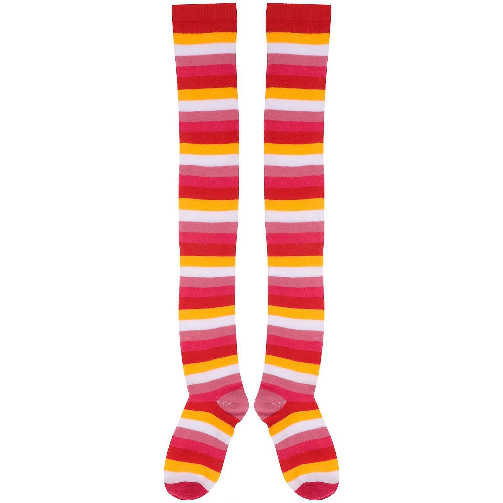 Over Knee Socks Thigh High Striped Socks Polyester Warmth Dance Performances 1Pair