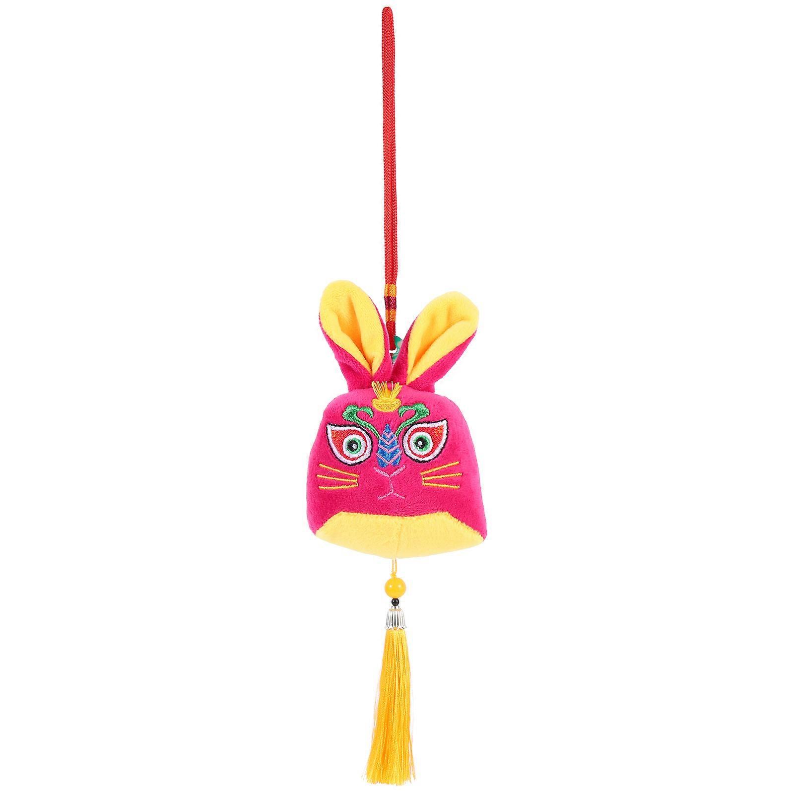 Chinese New Year Hanging Decor Rabbit Mascot Plush Pendant Pink 12cm x 8.5cm x 12cm Decoration 1Pack