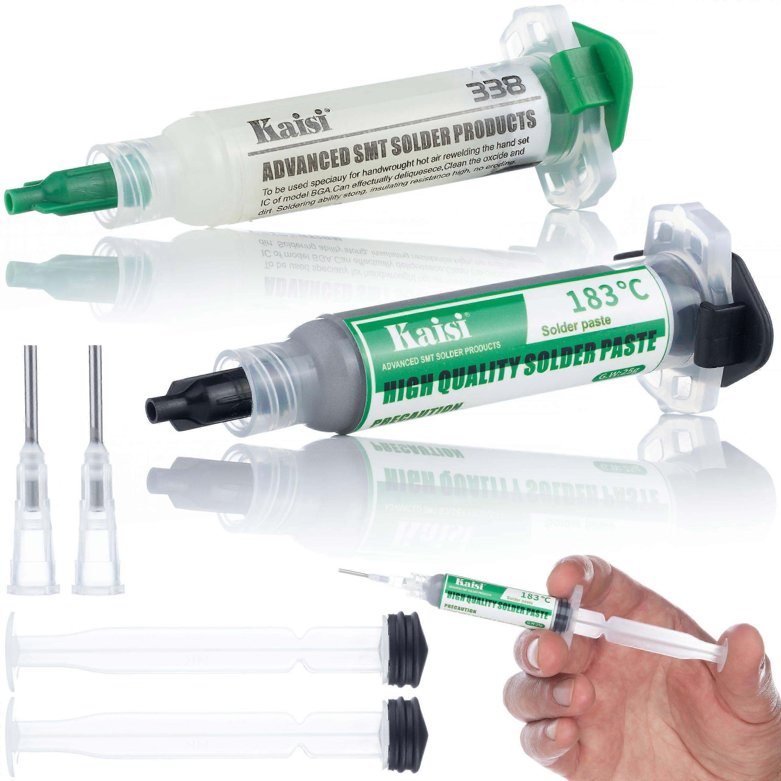Rosfix Flux 338 Soldering Iron Kit | Liquid tin 183°C, 2X plunger, 2X needle