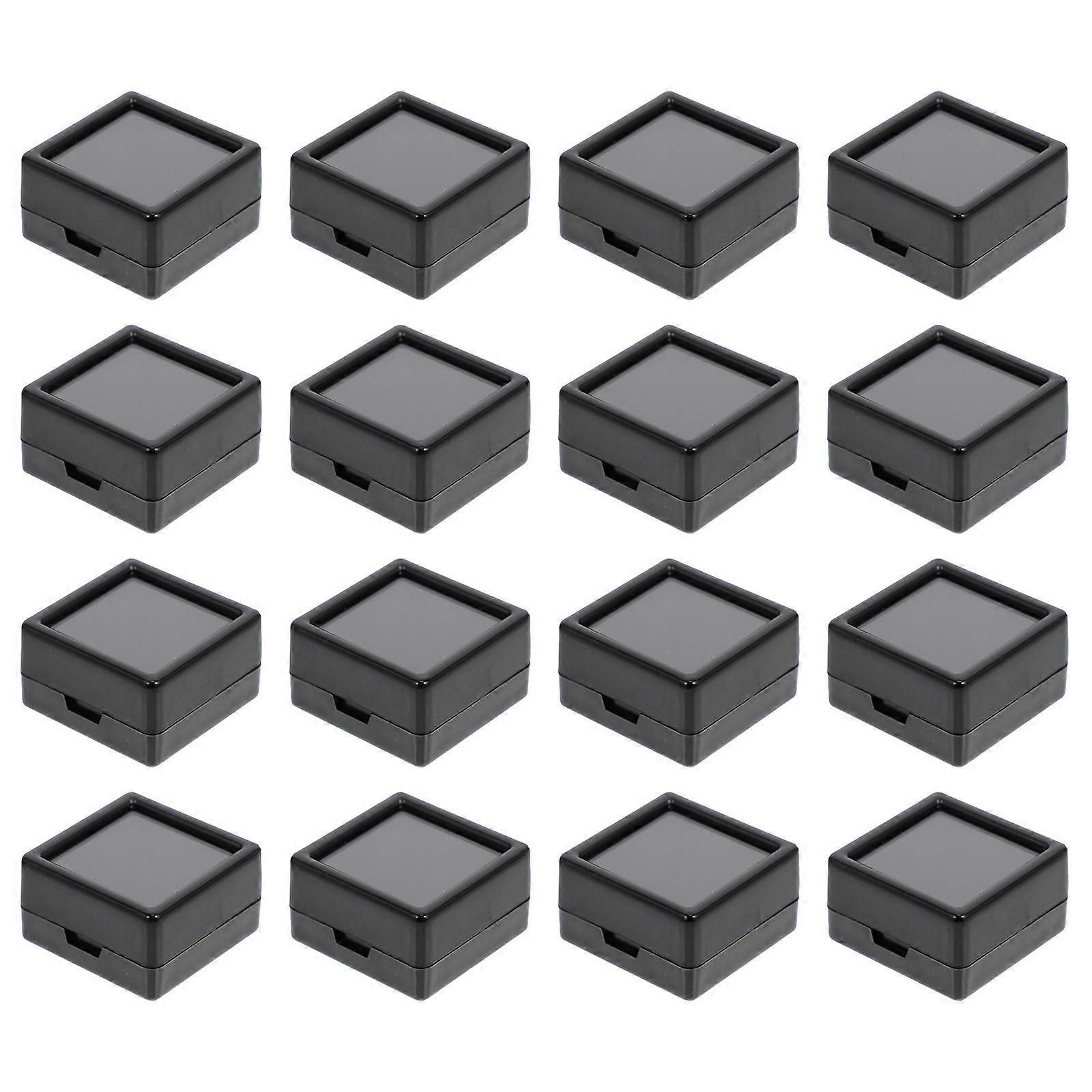24PCS Jewelry Display Boxes with Clear Lids, Cushioned Gemstone Storage Containers, Elegant Black Trinket Cases for Wedding Favors & Retail Packaging