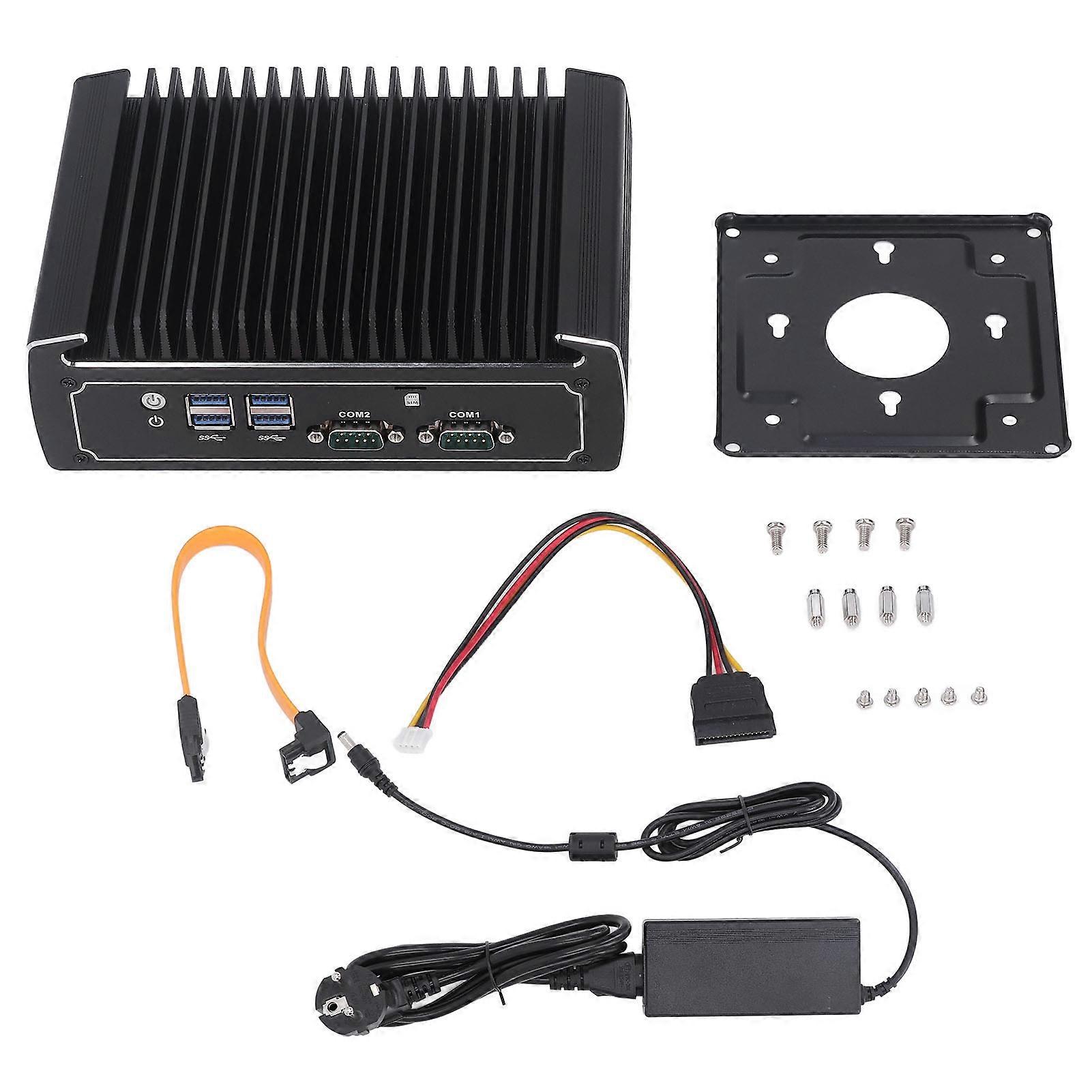 Industrial Computer Mini High Performance 4G 128G Fanless Mini Industrial PC 100‑240V EU Plug