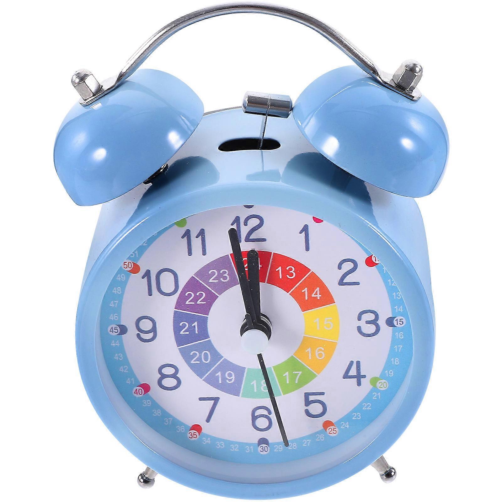 Blue Desk Clock with Lovely Design for Bedroom or Office Time Display Small Table Clock 3.5 x 3.5 Inches
