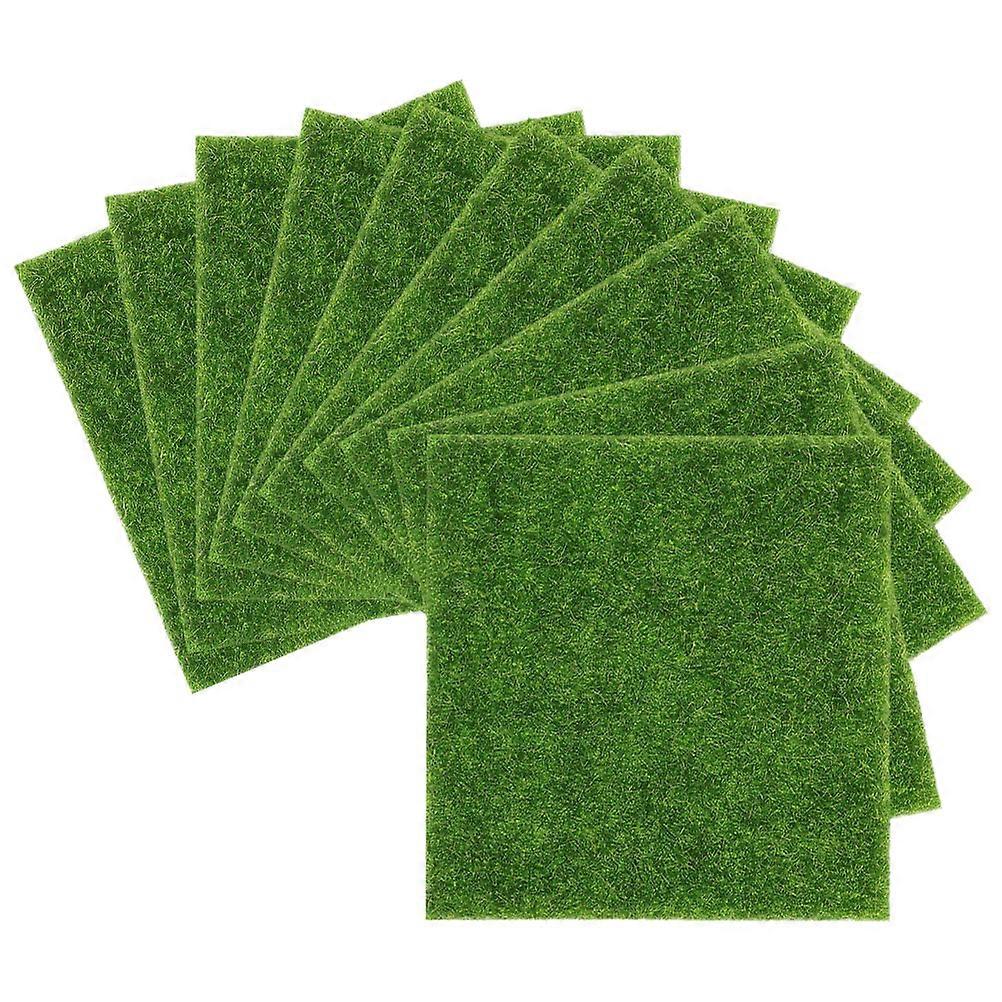 10pcs Artificial Grass Turf Mat Micro Landscape Fake Grass Small Square Turf Mats