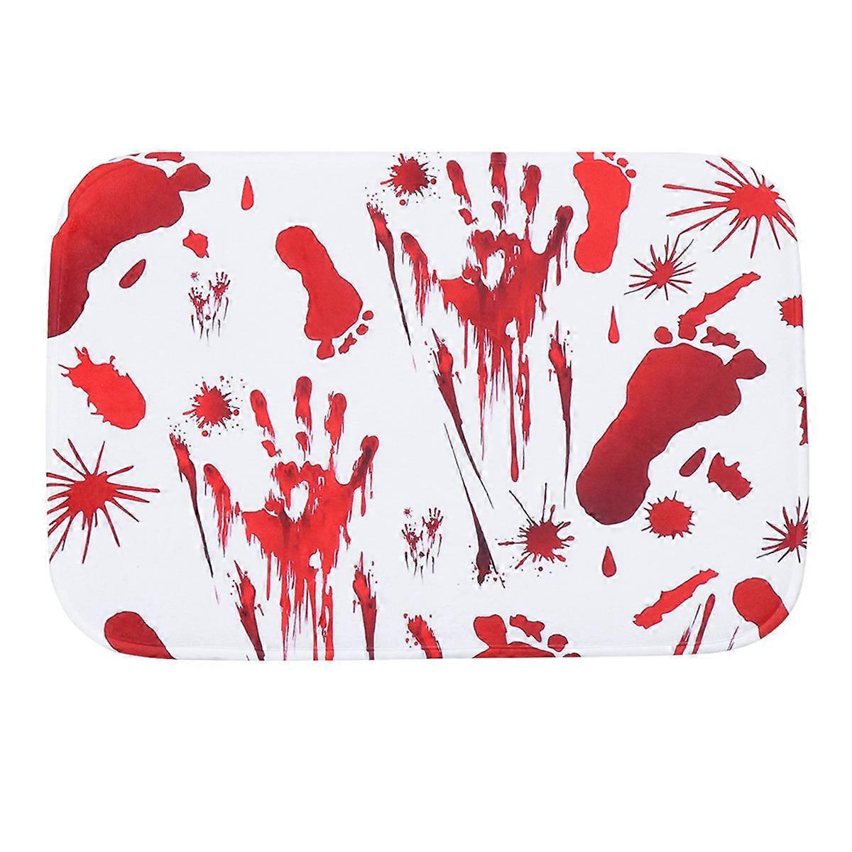 Bathroom Carpet Polyester Flannel Bloody Handprint Pattern Halloween Bath Mat for Party Planners Scary Theme Party 22.8×15.6×0.2In 1Set