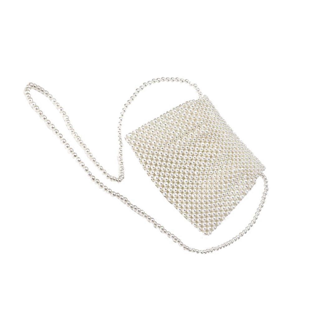 Pearl Crossbody Bag for Storage White Imitation Pearl Material One Size Fits All Practical Gift