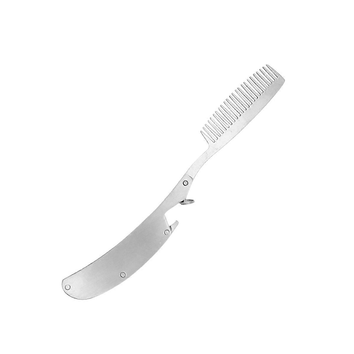 Stainless Steel Anti Static Folding Beard Comb for Men with Mustache Hair Comb 1 Set