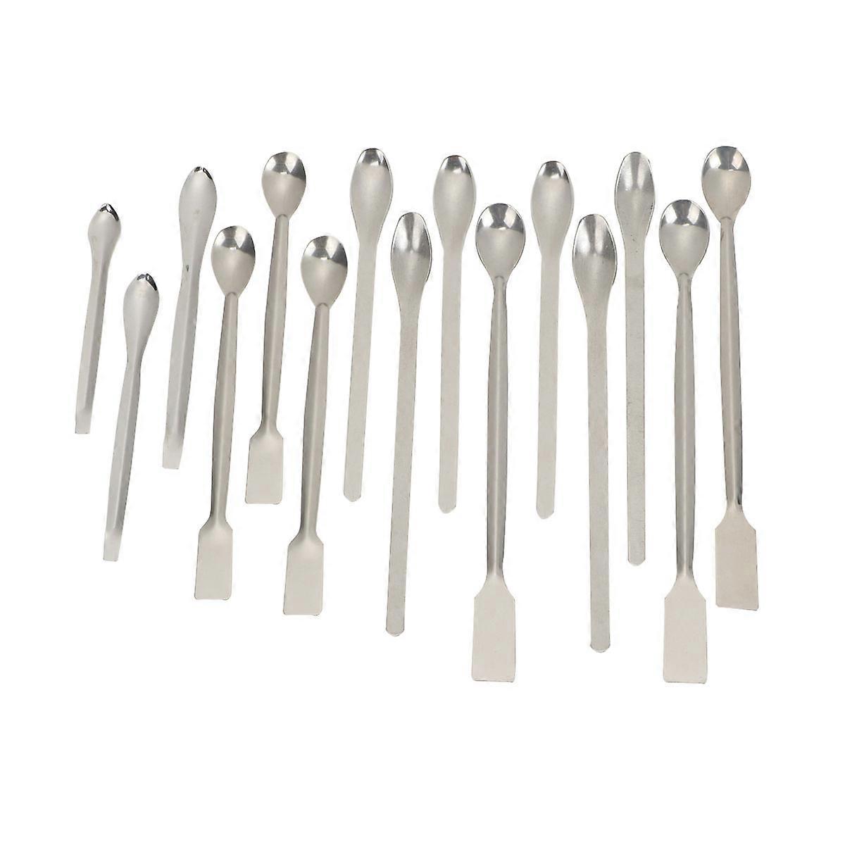 Reagent Sampling Spoon Stainless Steel for Laboratory Use 15Pcs Set Silver