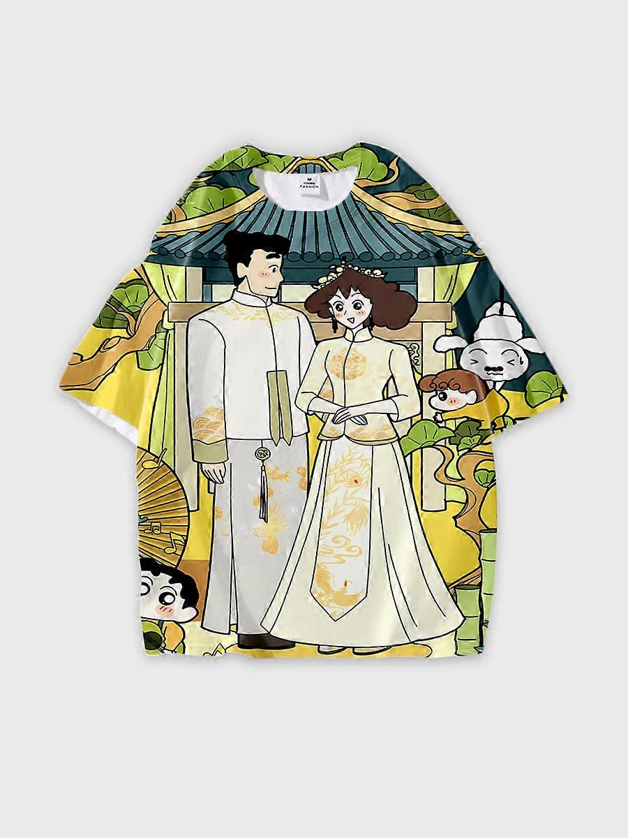 T-shirt round neck Cartoon Pattern loose short sleeve B2147