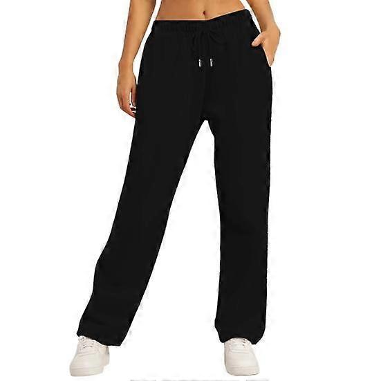 Yousheng High Waisted Women Pants Straight Wide Leg Joggers Pants with Pockets Regular Fit Solid Color Design Sweatpants