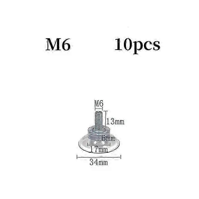 10pcs M6/M8 Screw Rubber Suction Cups with Plastic Sucker Pad Holders & Turn Nuts for Glass Table Tops Storage Tool Hooks
