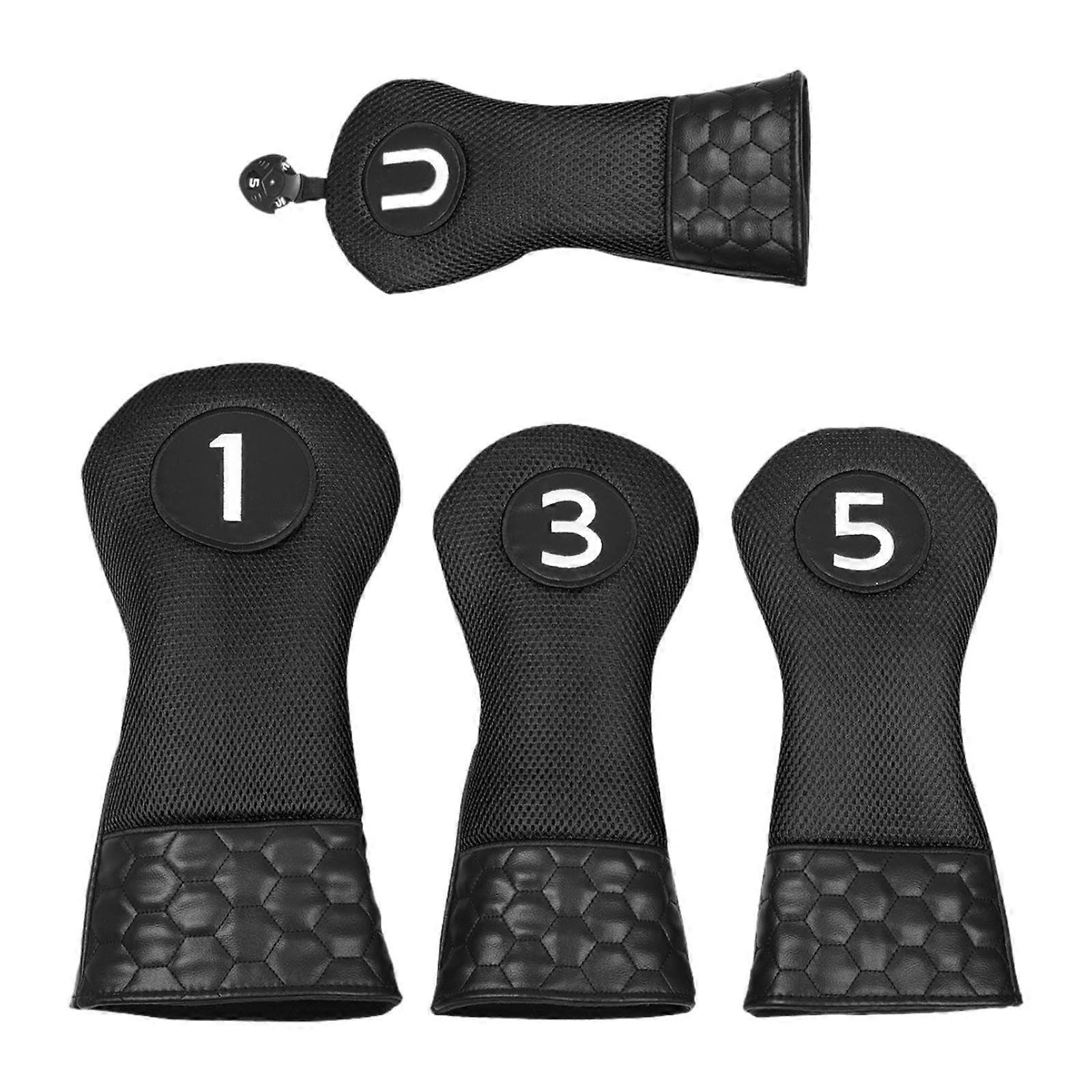 Golf Wooden Head Covers - 4 Pack Protective Covers for Beginners, Outdoor Sports, Creative Design, Schwarz Color