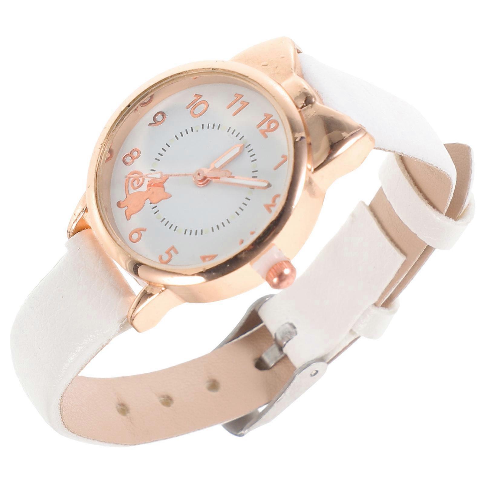 مضيئة فتاة ووتش عارضة ساعد ووتش للأطفال حزام قابل للتعديل أبيض وقت دائري تخبرنا 1 مجموعة