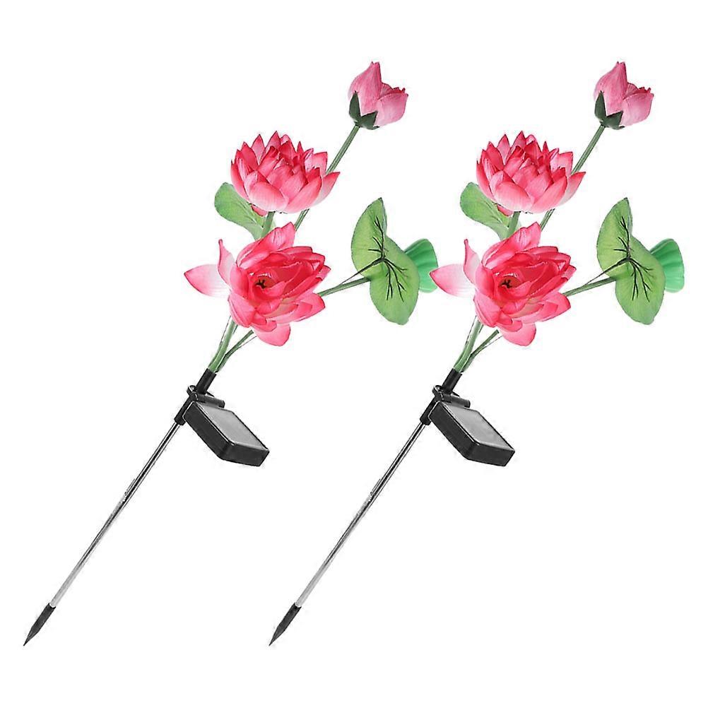Solar Outdoor Simulation Lotus Lamp Yard Garden Decorative Lamp Automatic Light Sensor ABS 1 Pair