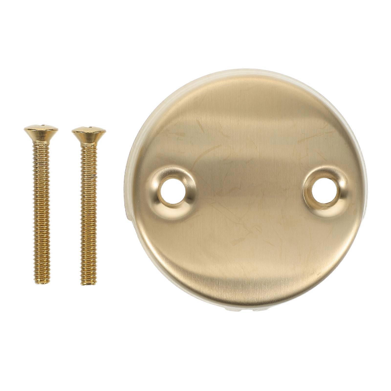 Stainless Steel Bathtub Overflow Plate with Fast Drainage, Double Hole Design, Golden Finish, Includes Screws for Easy Installation