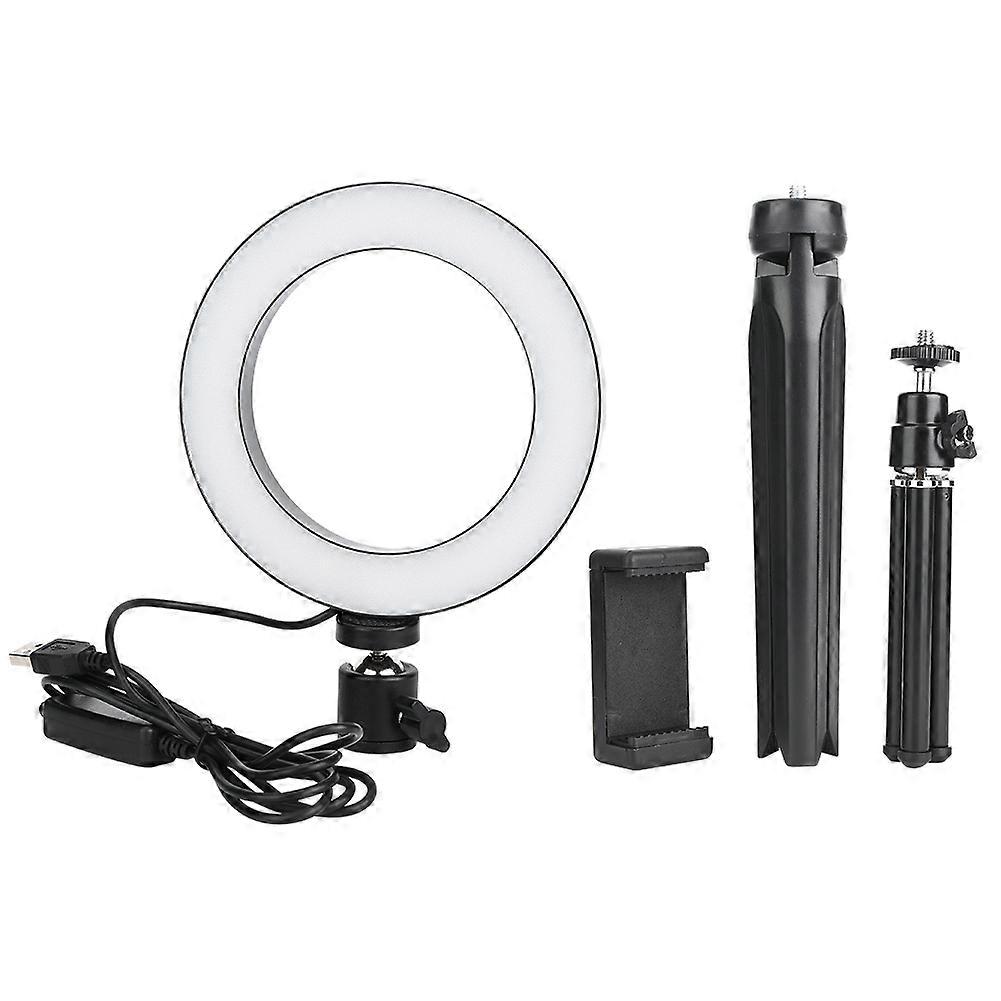 16cm LED Dimmable LED Video Ring Light Camera Lamp Kit with Desktop Tripod Mobile Phone Holder USB Port